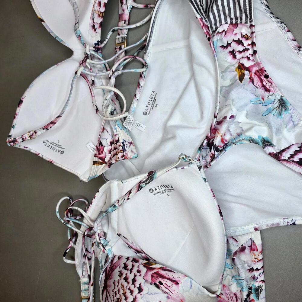 Athleta three piece multicolored Swimming set inclg tankini size M-Bottom L-top - Picture 4 of 6